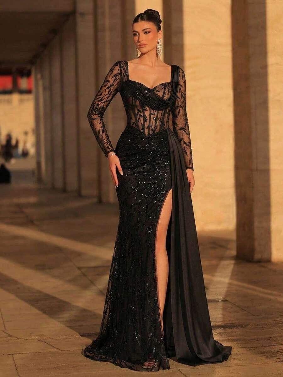 CZARNA MAXI SUKIENKA