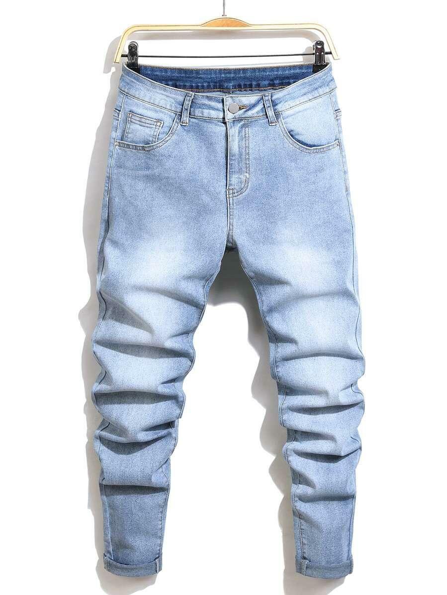 niebieskie spodnie jeans kieszenie zamek