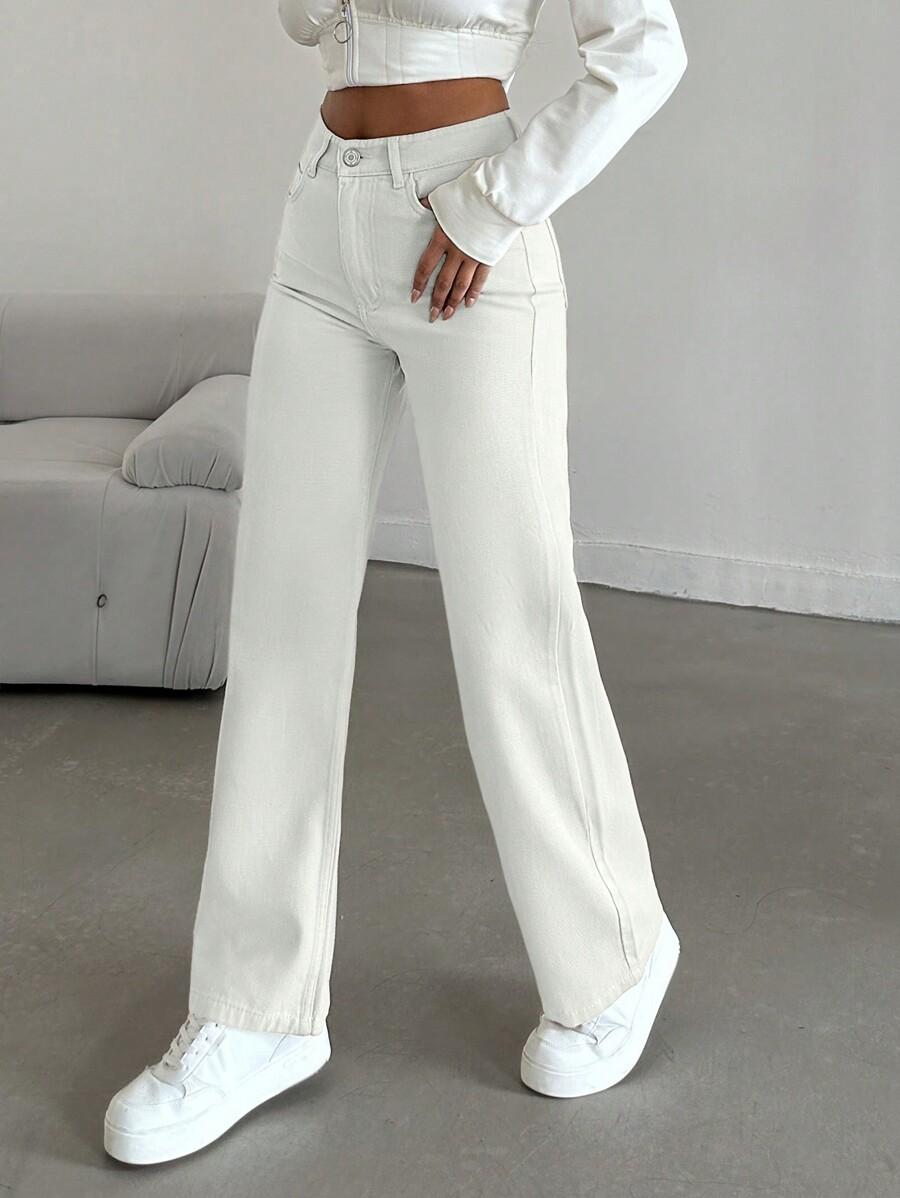 BIAŁE SPODNIE JEANS