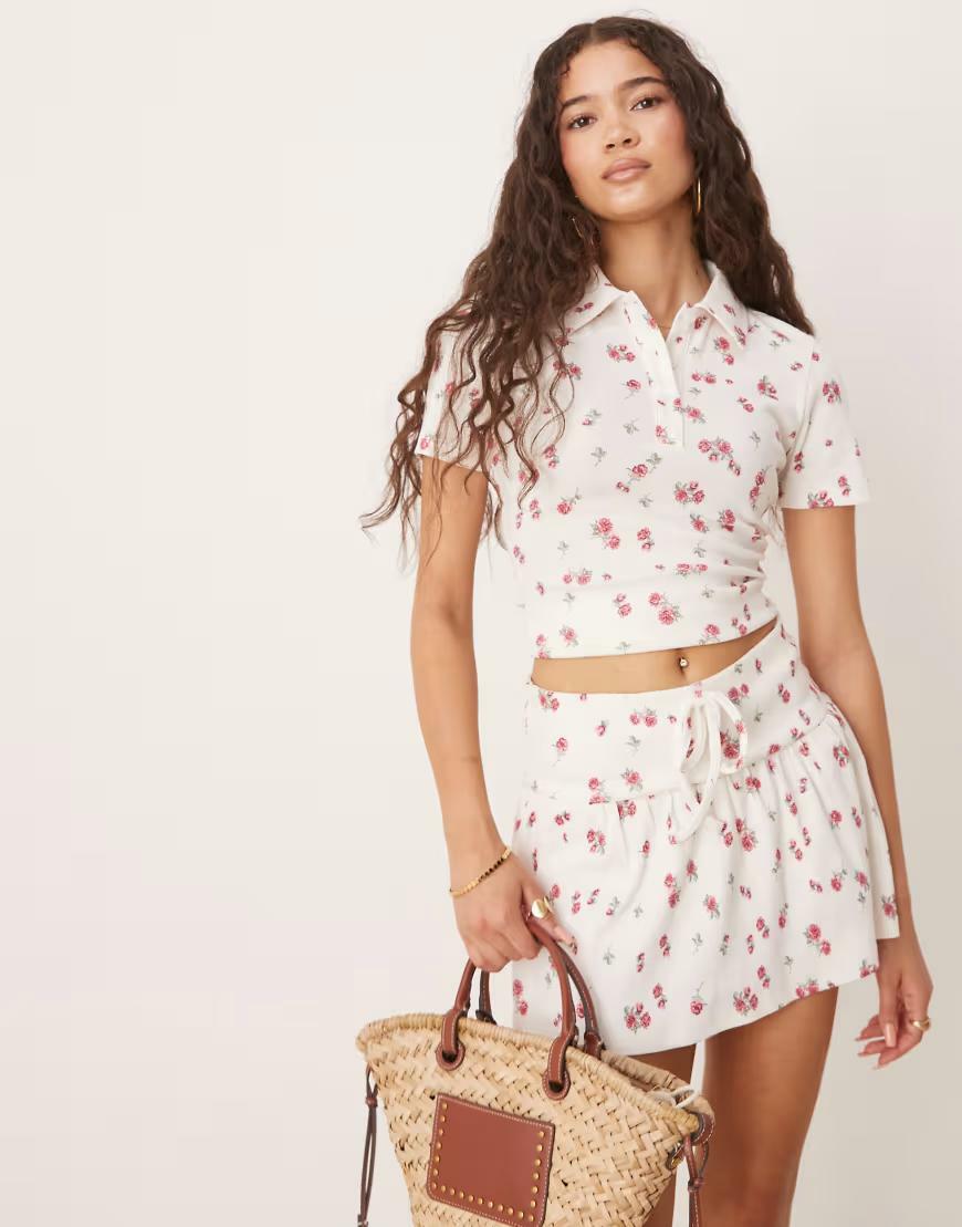 koszulka polo print kwiaty