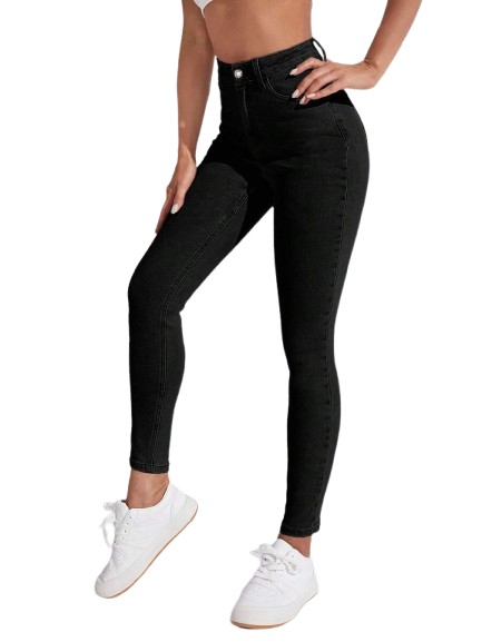 CZARNE SPODNIE JEANS ocieplane