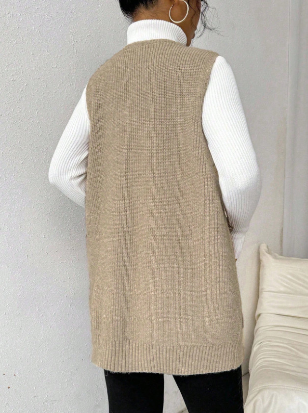 SWETER BEZ RĘKAWÓW V-NECK