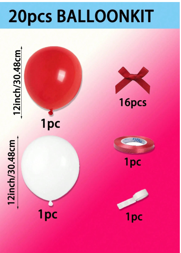 LATEKSOWE BALONY KOKARDY 20-pack