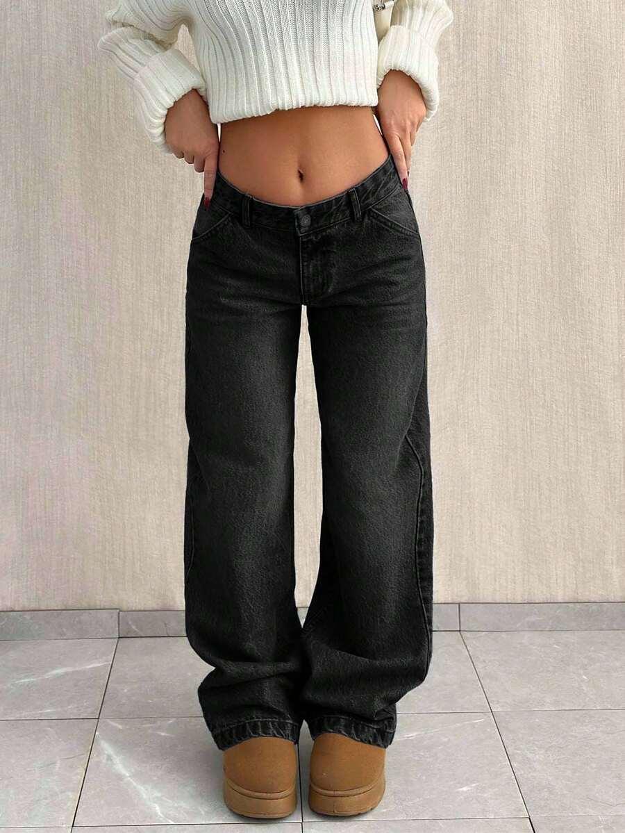 CZARNE SPODNIE JEANS
