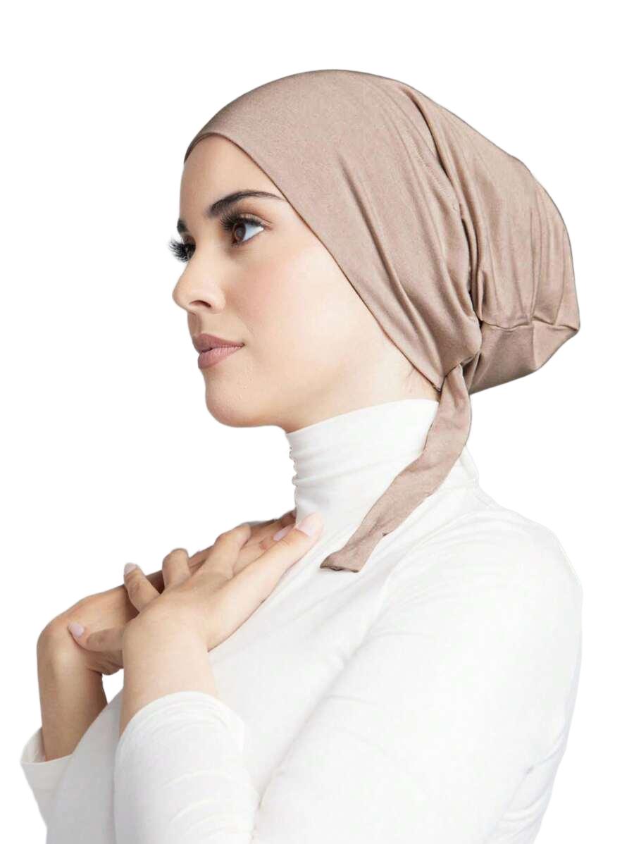 beżowy turban na głowę