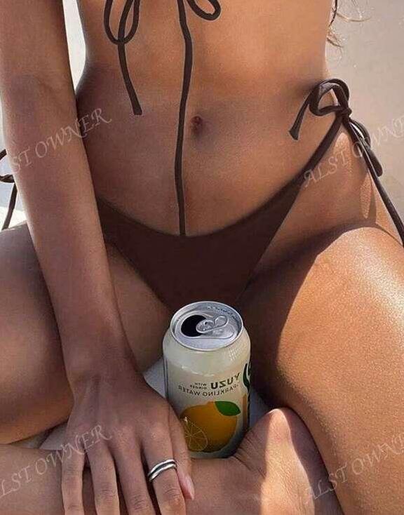 BRĄZOWY DÓŁ OD BIKINI WIĄZANIE 