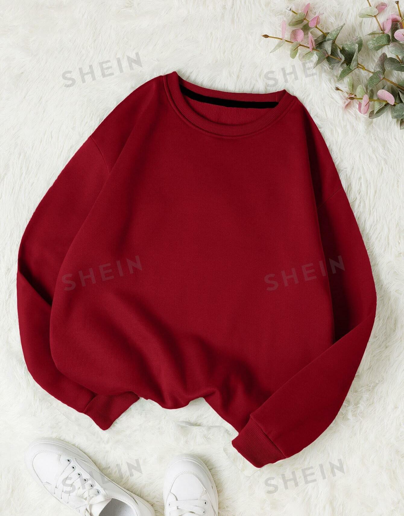 CZERWONA BLUZA OKRĄGŁY DEKOLT BASIC