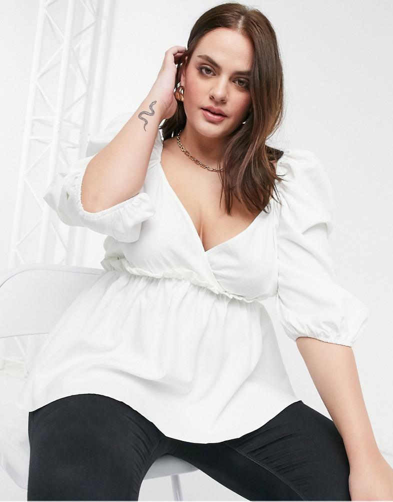 BIAŁA BLUZKA V-NECK
