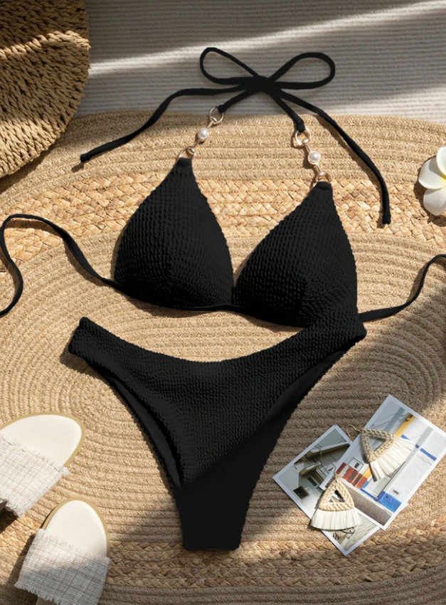 CZARNY KOMPLET BIKINI STRUKTURA