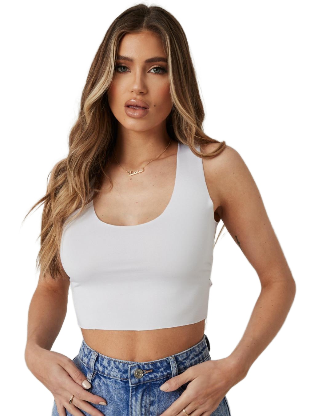 BIAŁY CROP TOP bez rękawów