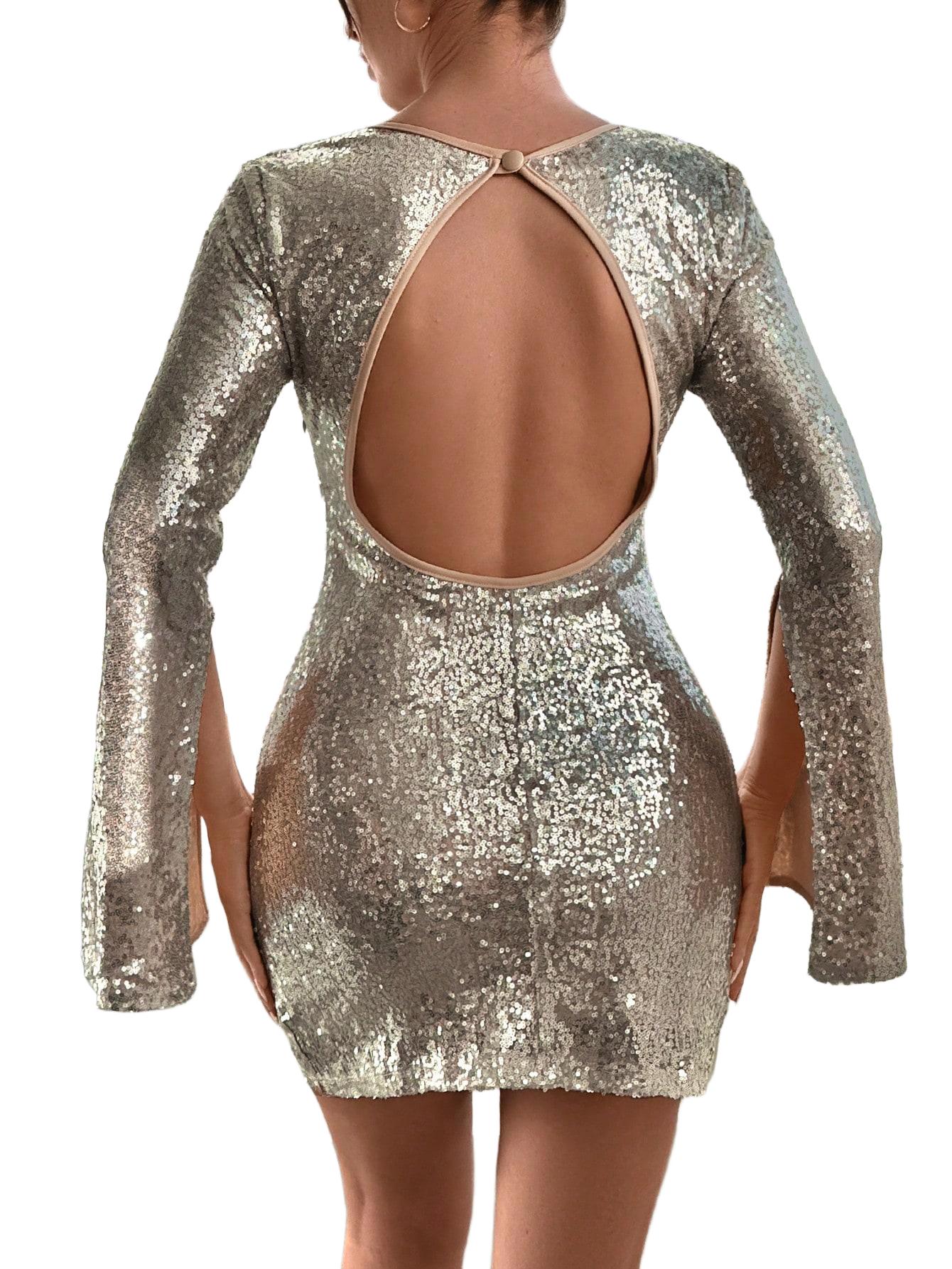 ELEGANCKA SUKIENKA WIECZOROWA Z ODKRYTYMI PLECAMI MINI 