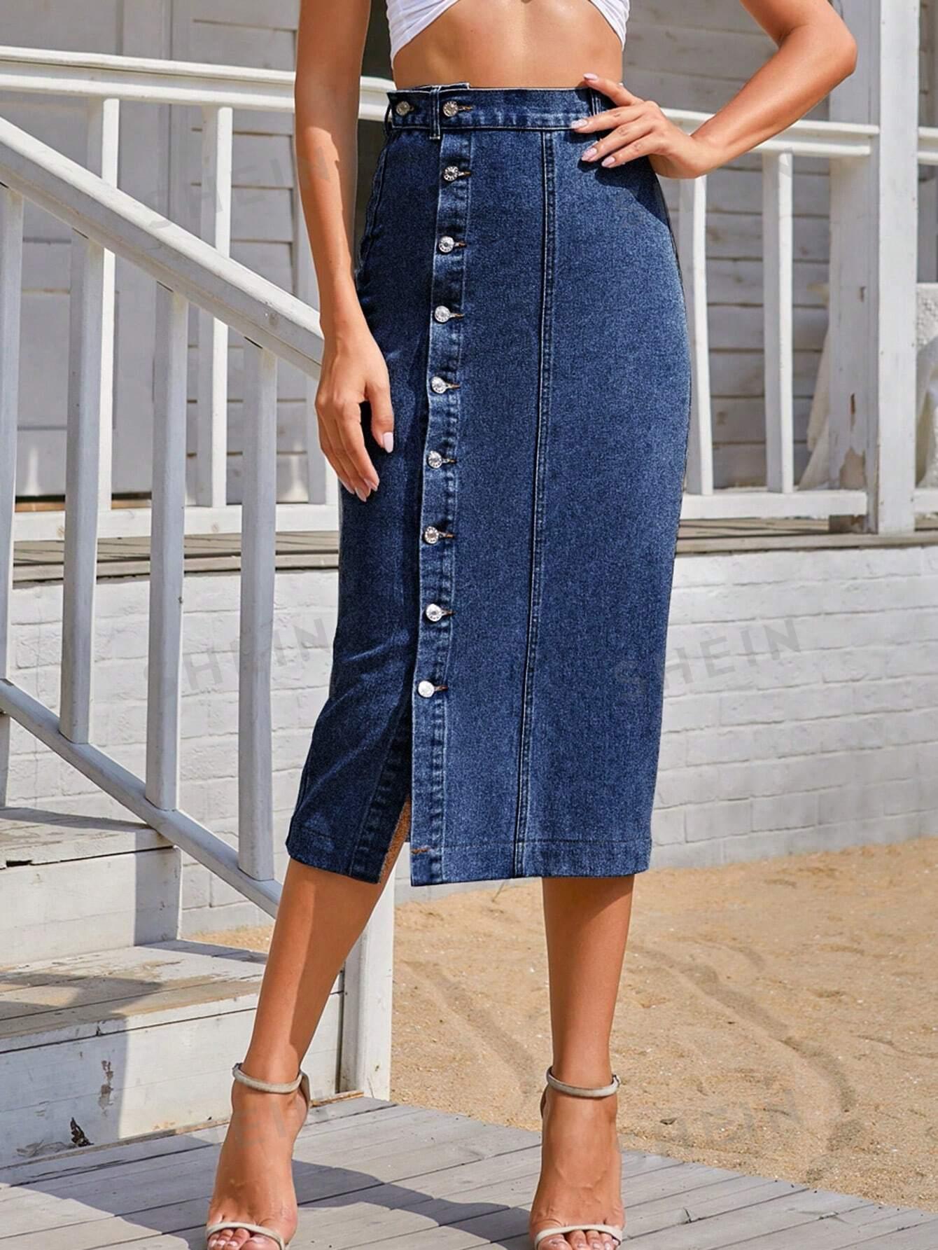 midi spódnica jeans 