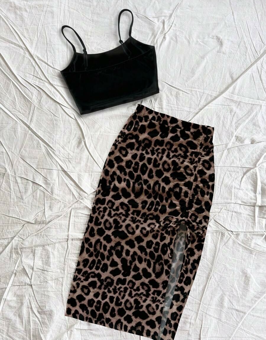 TOP SPÓDNICA KOMPLET ANIMAL PRINT