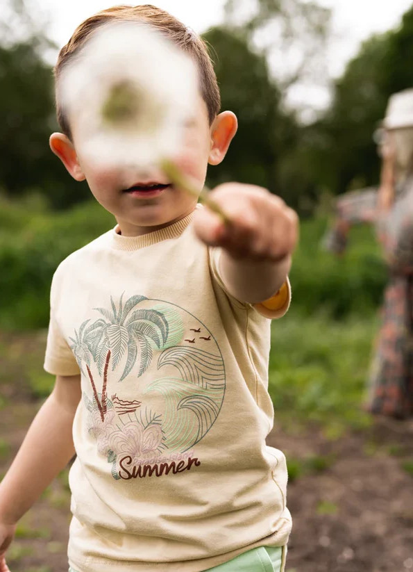 kremowy t-shirt nadruk