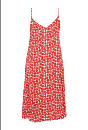 czerwona maxi sukienka print