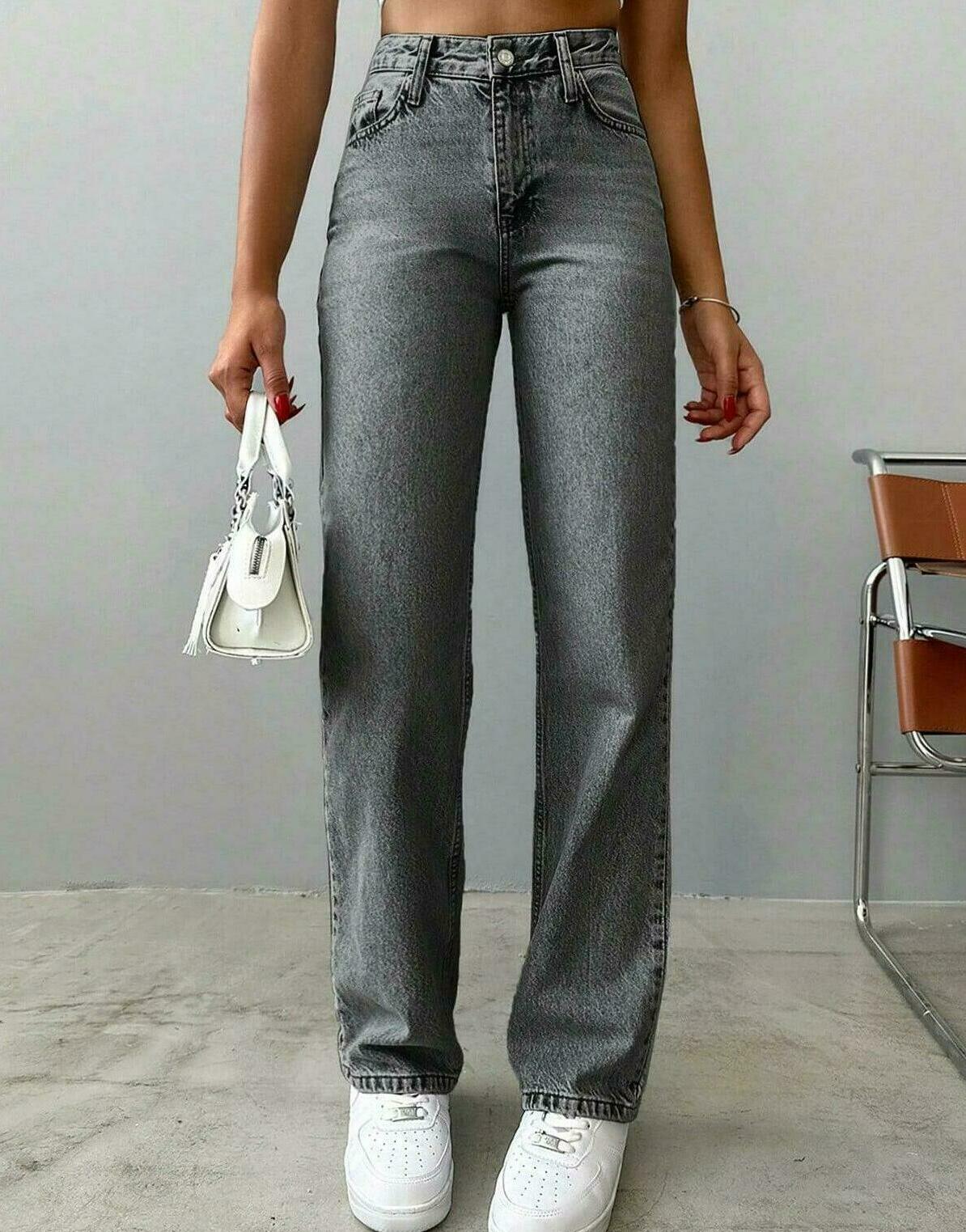 SZARE PROSTE SPODNIE JEANS 