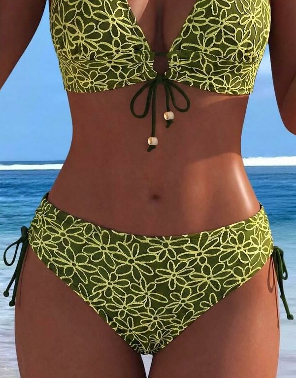 wiązany dół d bikini wzór kwiaty