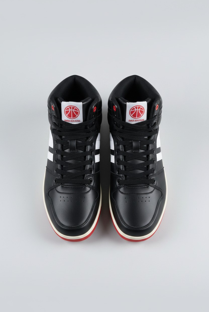 sznurowane czarne wysokie buty sportowe