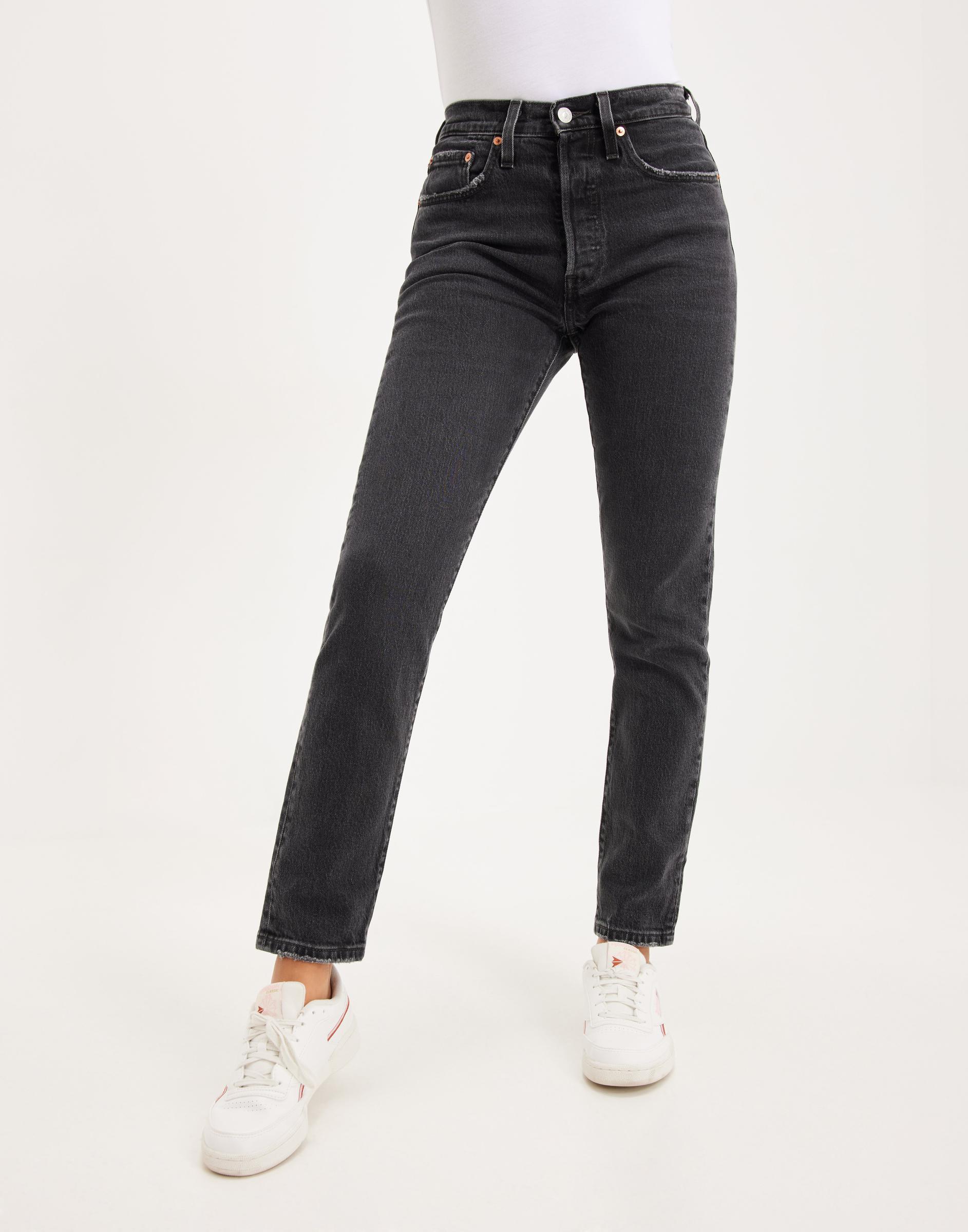 CZARNE SPODNIE JEANS 501 ZWĘŻANE NOGAWKI GUZIKI