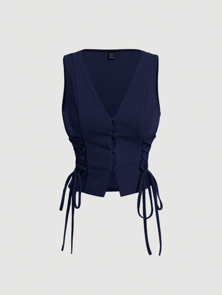 GRANATOWA KAMIZELKA WIĄZANIE