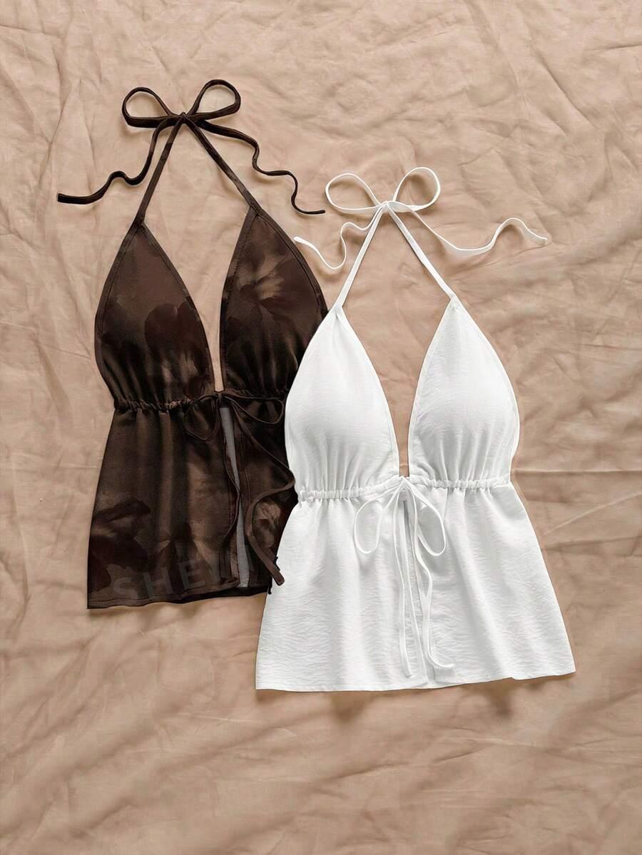 top wiązany na szyi 2-pack