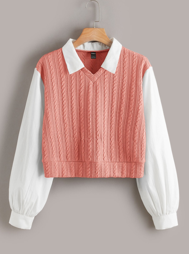 SWETER KOŁNIERZYK ŁĄCZENIE STRUKTURA