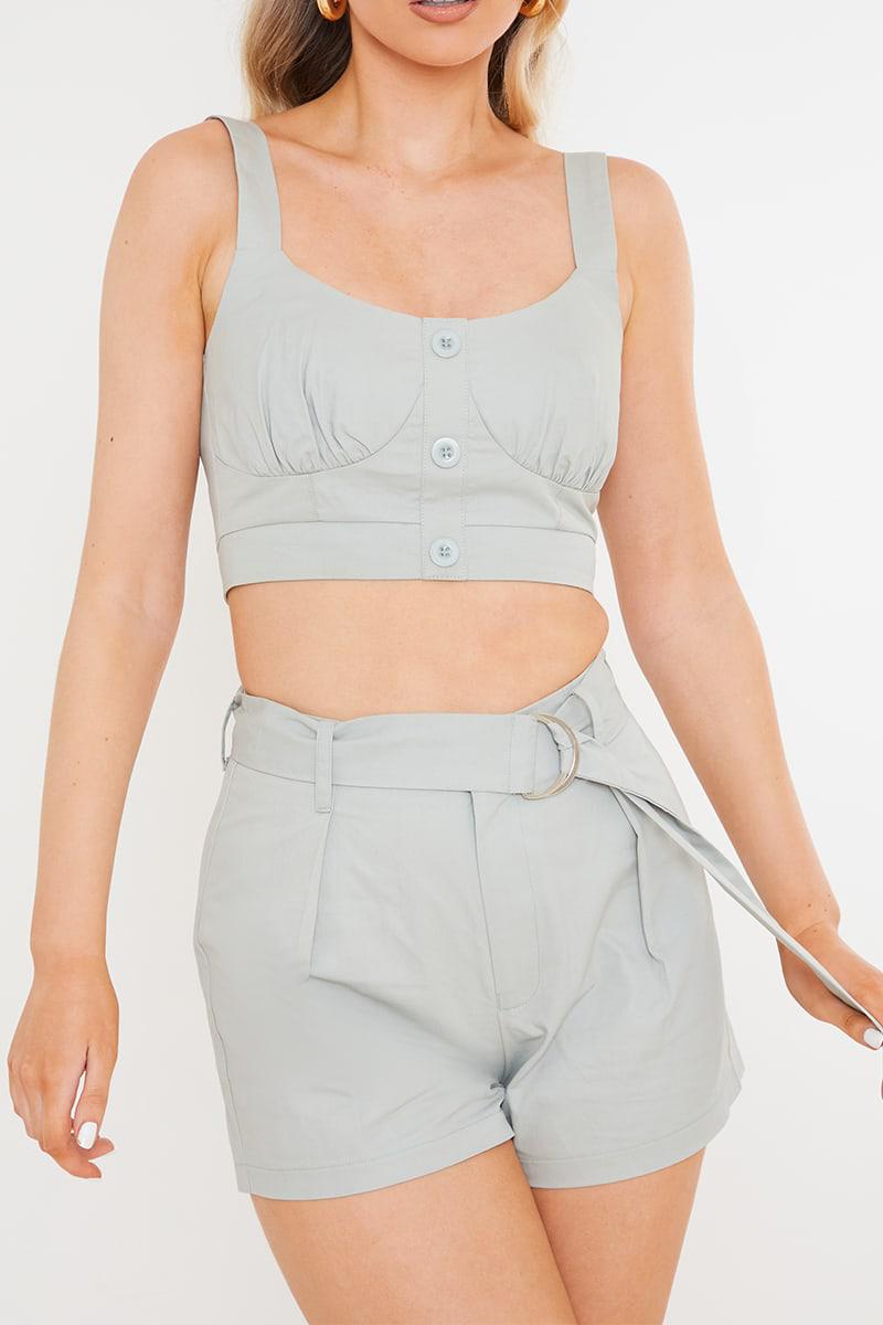 CROP TOP NA RAMIĄCZKACH GUZIKI