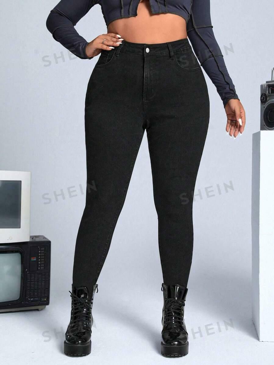 CZARNE SPODNIE JEANS