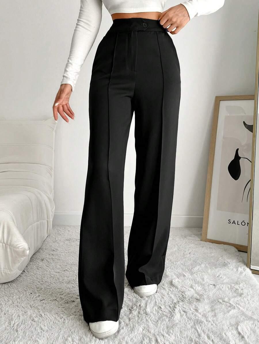 CZARNE ELEGANCKIE SPODNIE WYSOKI STAN 