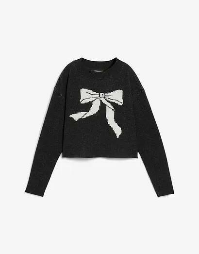 DZIANINOWY SWETER Z WSTĄŻKA