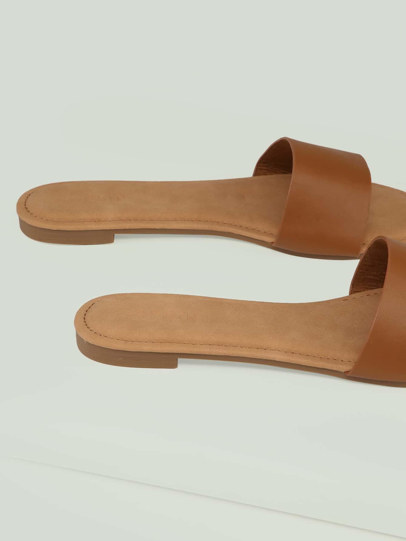 brązowe klapki casual 