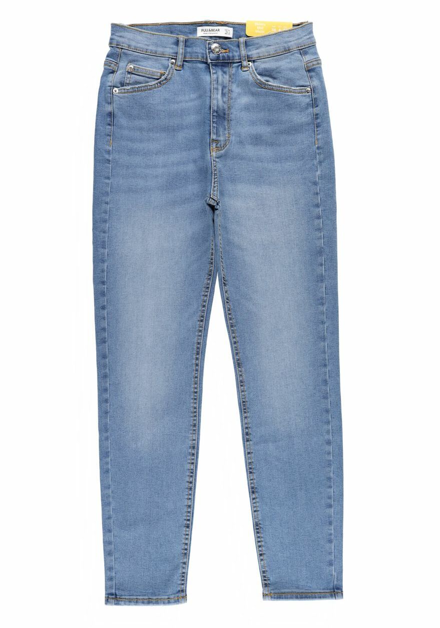 NIEBIESKIE SPODNIE RURKI JEANS MID WAIST