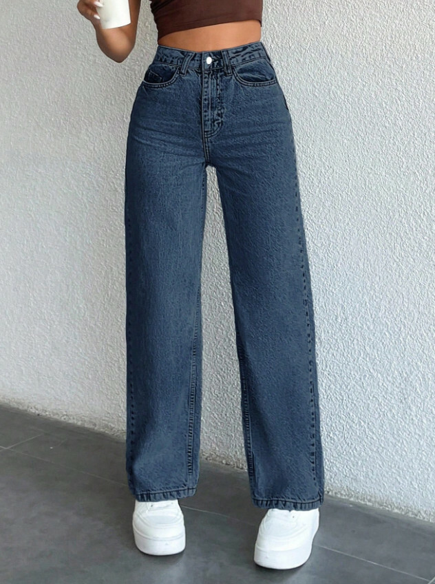 GRANATOWE SPODNIE JEANS 