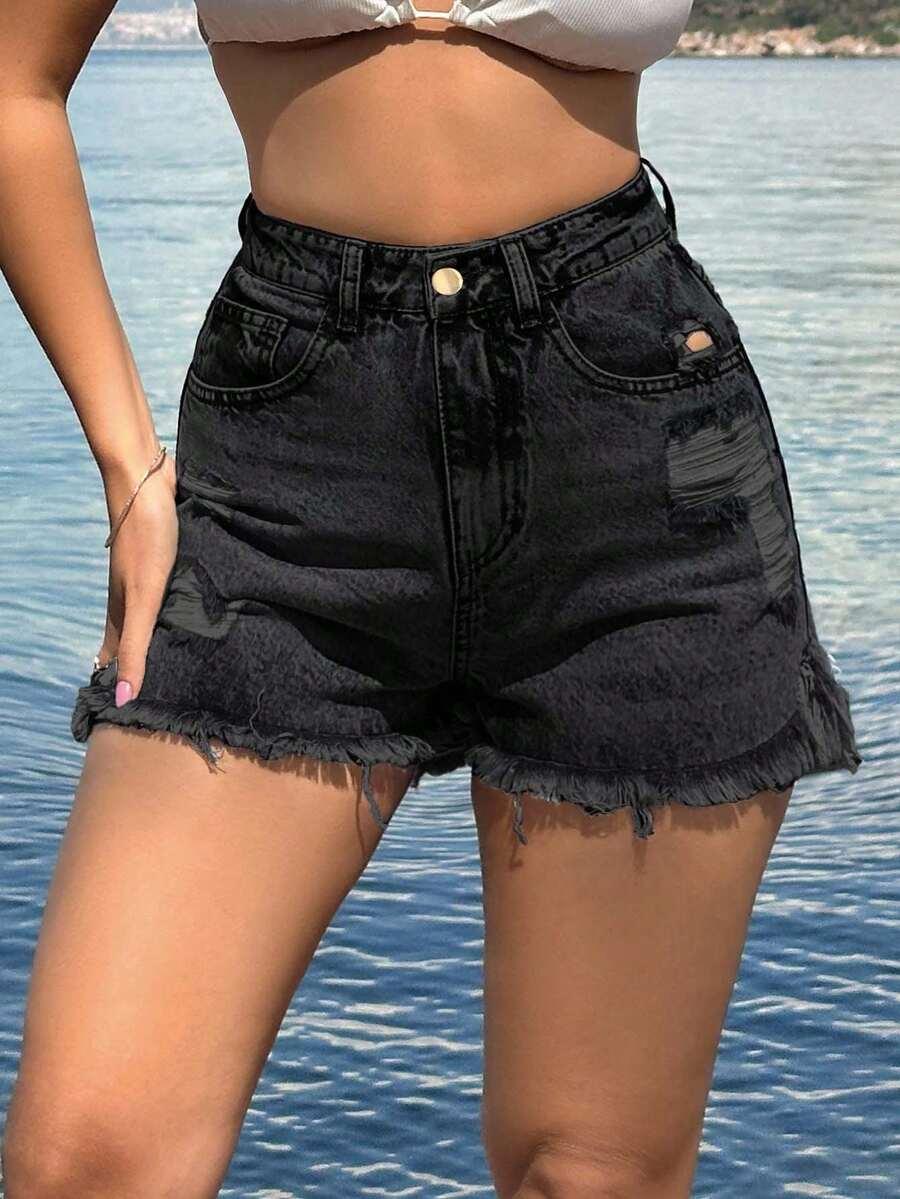 krótkie spodenki jeans ripped