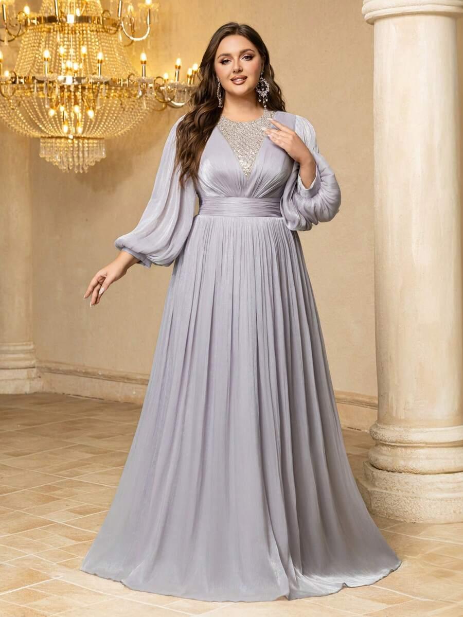 srebrna maxi sukienka