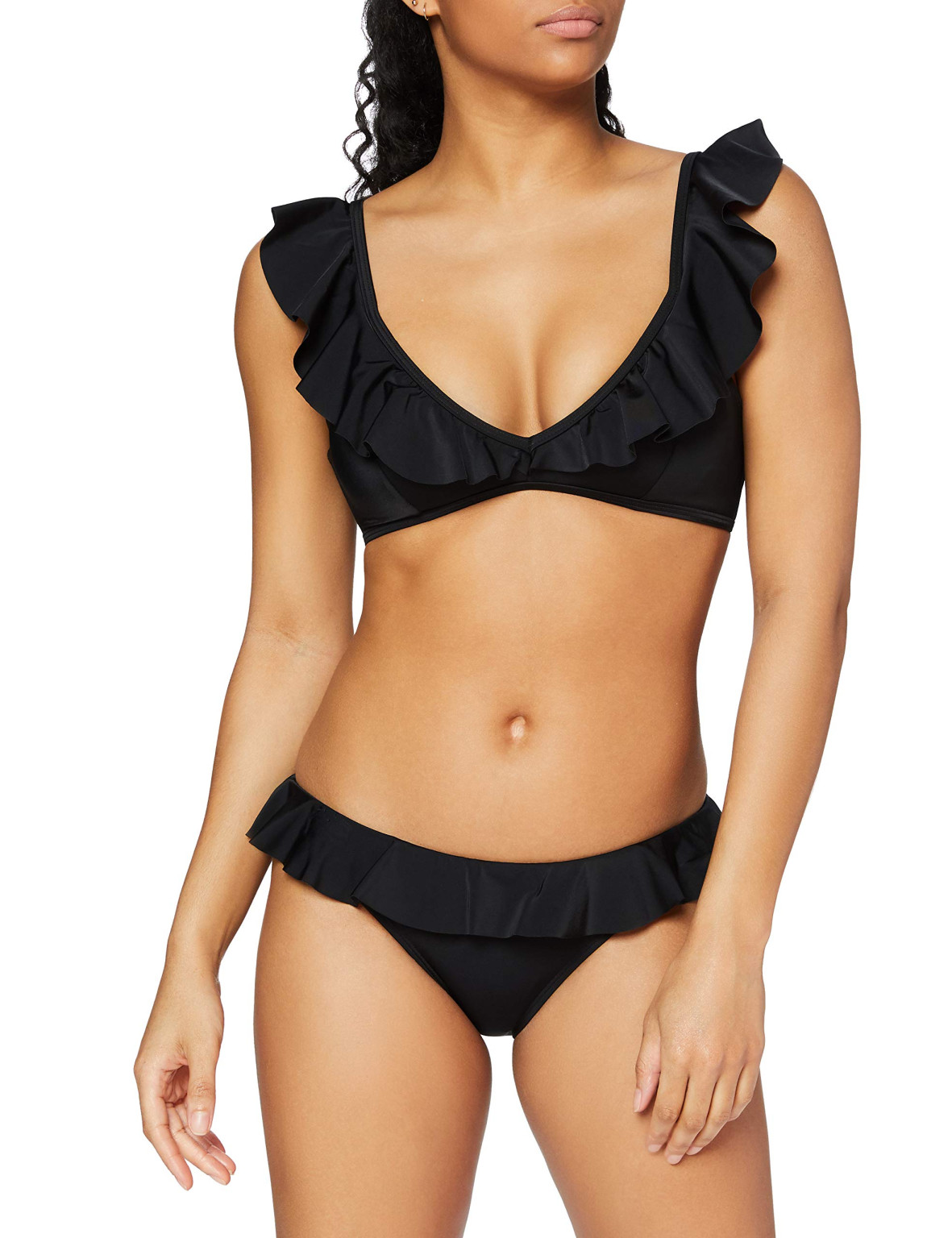 CZARNY KOMPLET BIKINI FALBANY