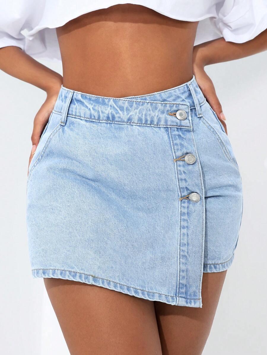 NIEBIESKIE SPÓDNICO-SPODENKI JEANS 