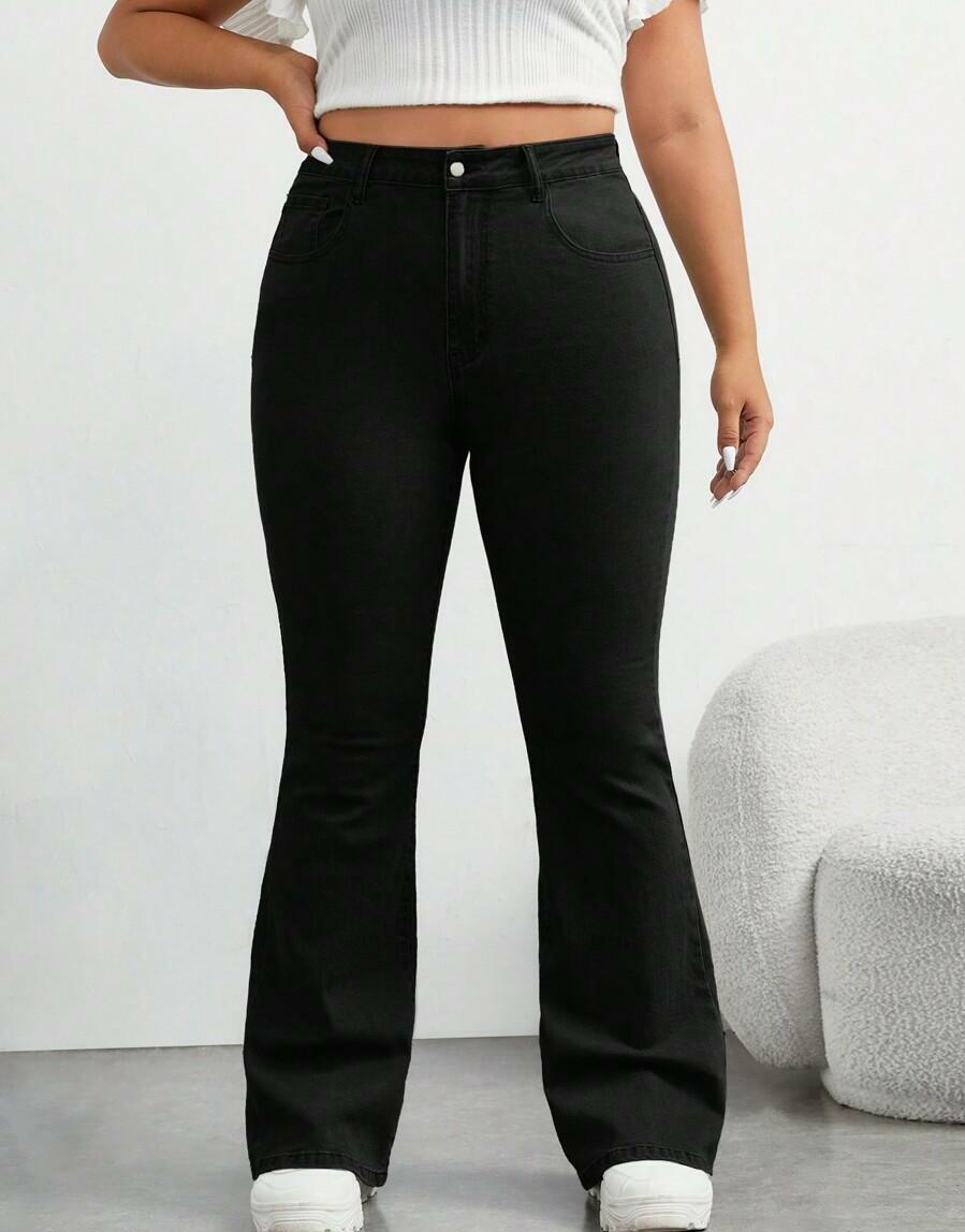 CZARNE SPODNIE JEANS DZWONY 