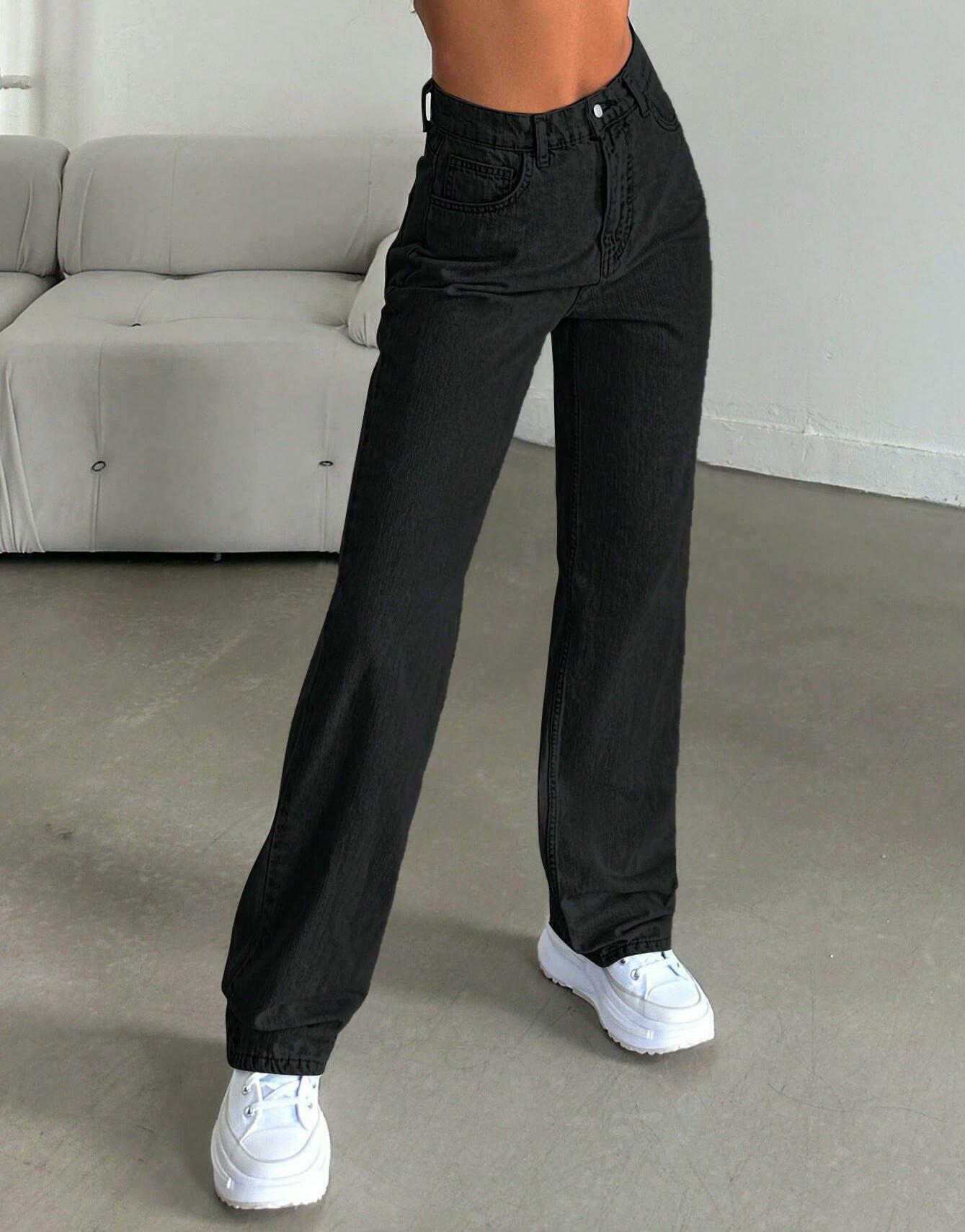 CZARNE SPODNIE JEANS
