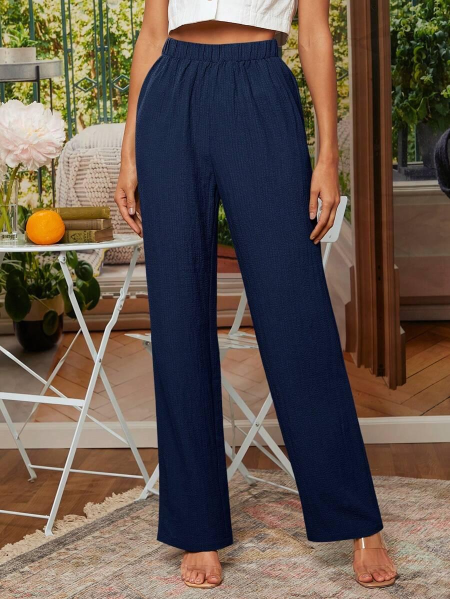 GRANATOWE SPODNIE CASUAL