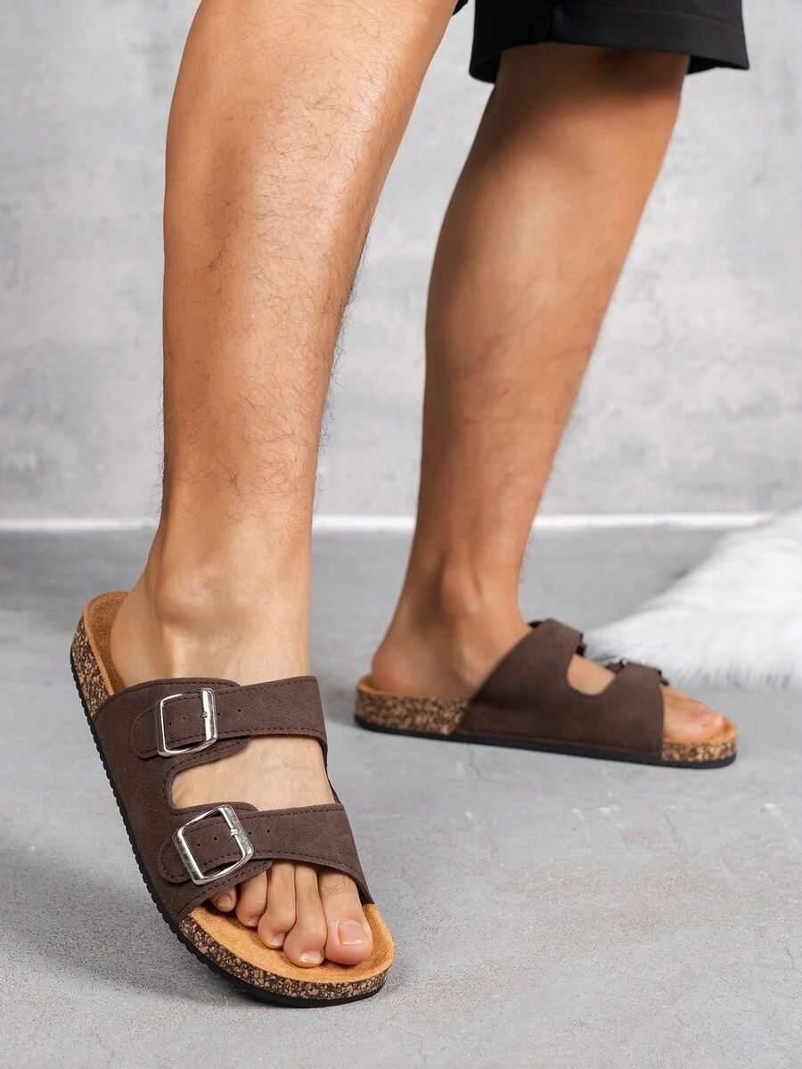 brązowe klapki casual 