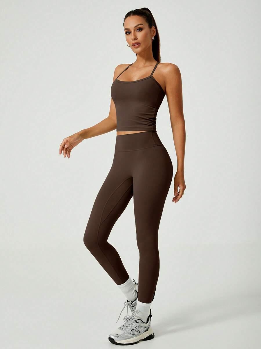 BRĄZOWY TOP LEGGINSY KOMPLET