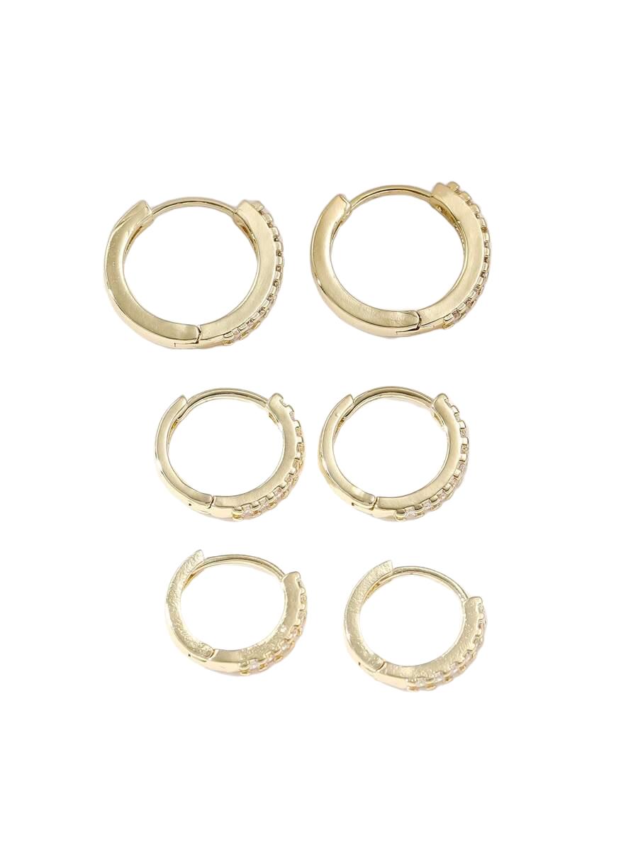 kolczyki zdobienia cyrkonie 3-pack