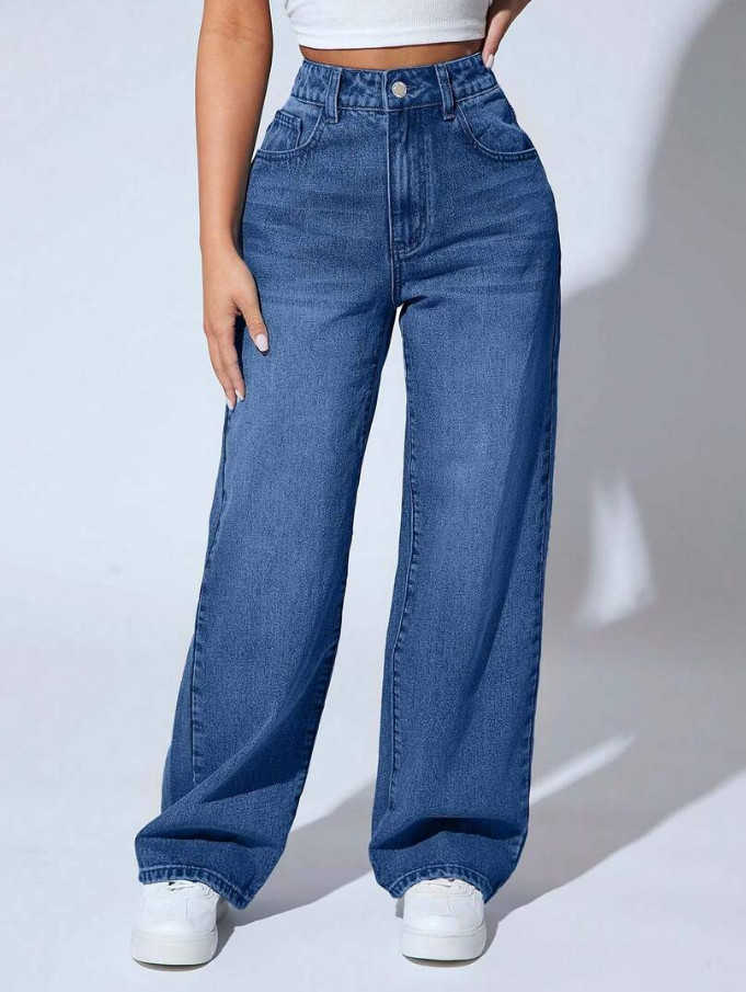 granatowe spodnie jeans 