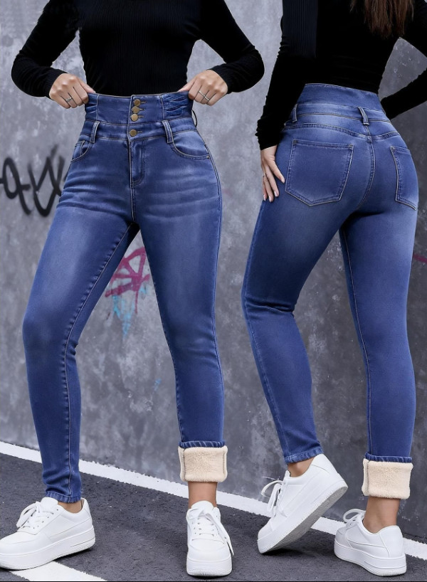 ocieplane spodnie jeans