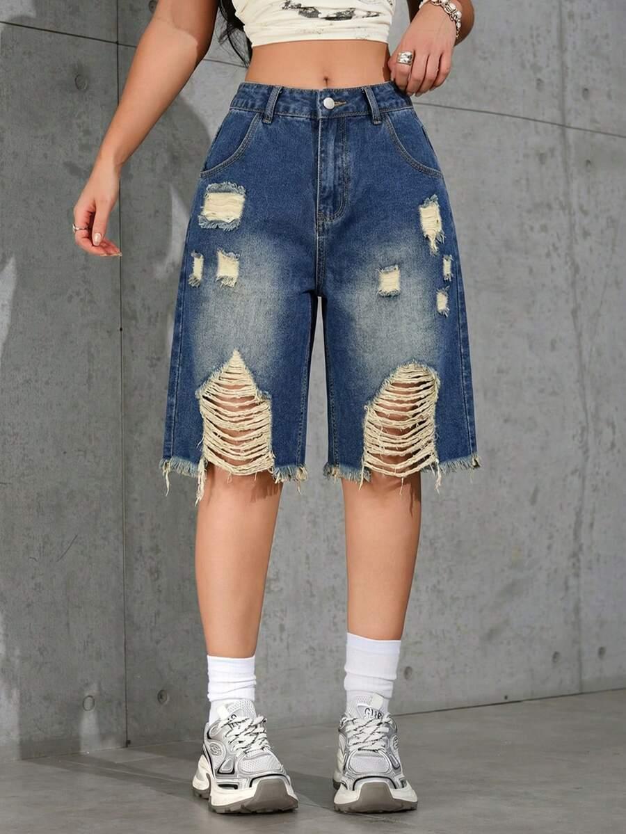 niebieskie jeansowe spodenki