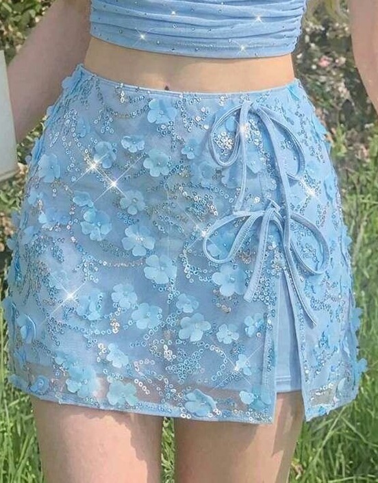 niebieska mini spódnica 