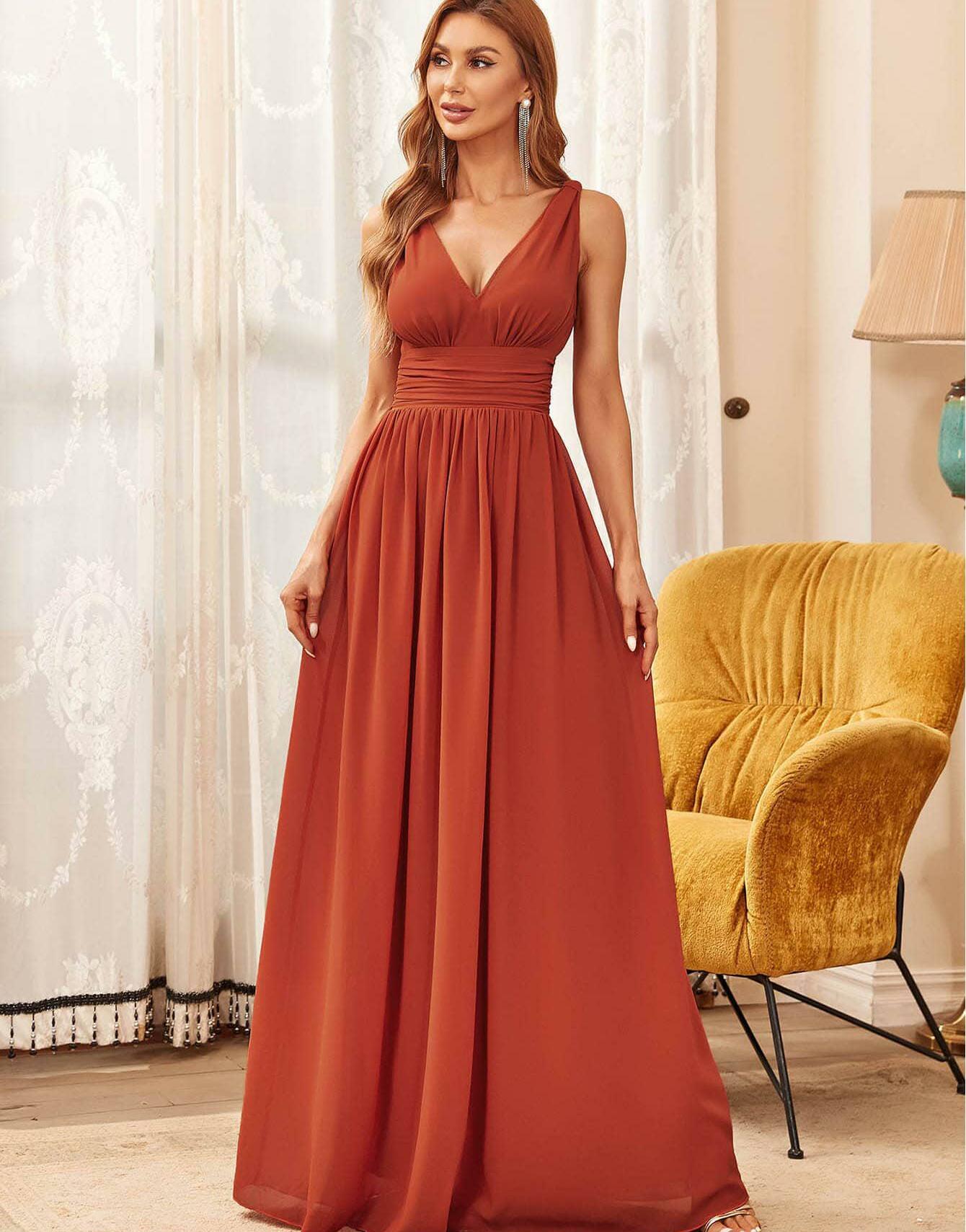 SZYFONOWA SUKIENKA MAXI V-NECK