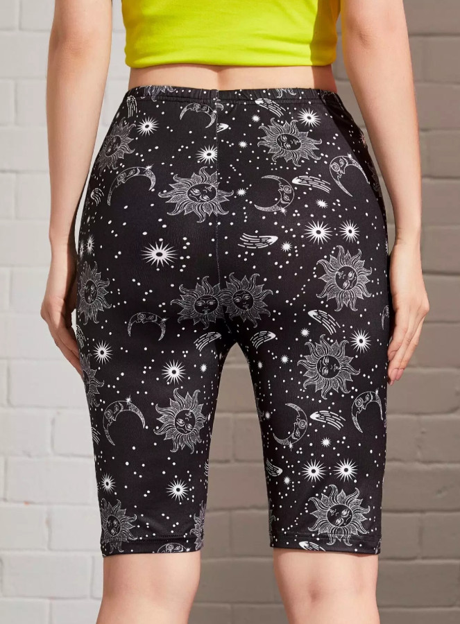 czarne legginsy przed kolano wzór