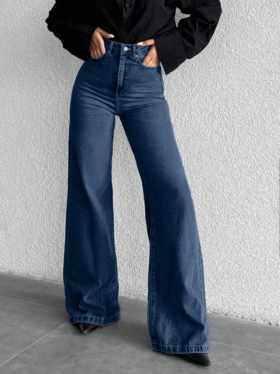 GRANATOWE SPODNIE JEANS